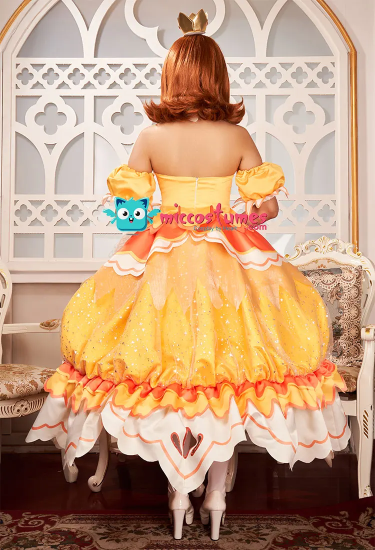 Miccostumes x akuoart Women's Princess Cosplay Costume Puff Sleeves Top and Shorts with Skirt and Gloves