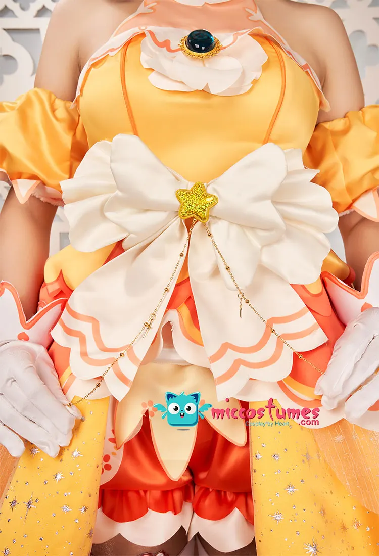 Miccostumes x akuoart Women's Princess Cosplay Costume Puff Sleeves Top and Shorts with Skirt and Gloves