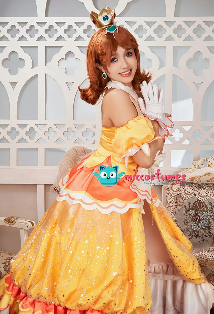Miccostumes x akuoart Women's Princess Cosplay Costume Puff Sleeves Top and Shorts with Skirt and Gloves