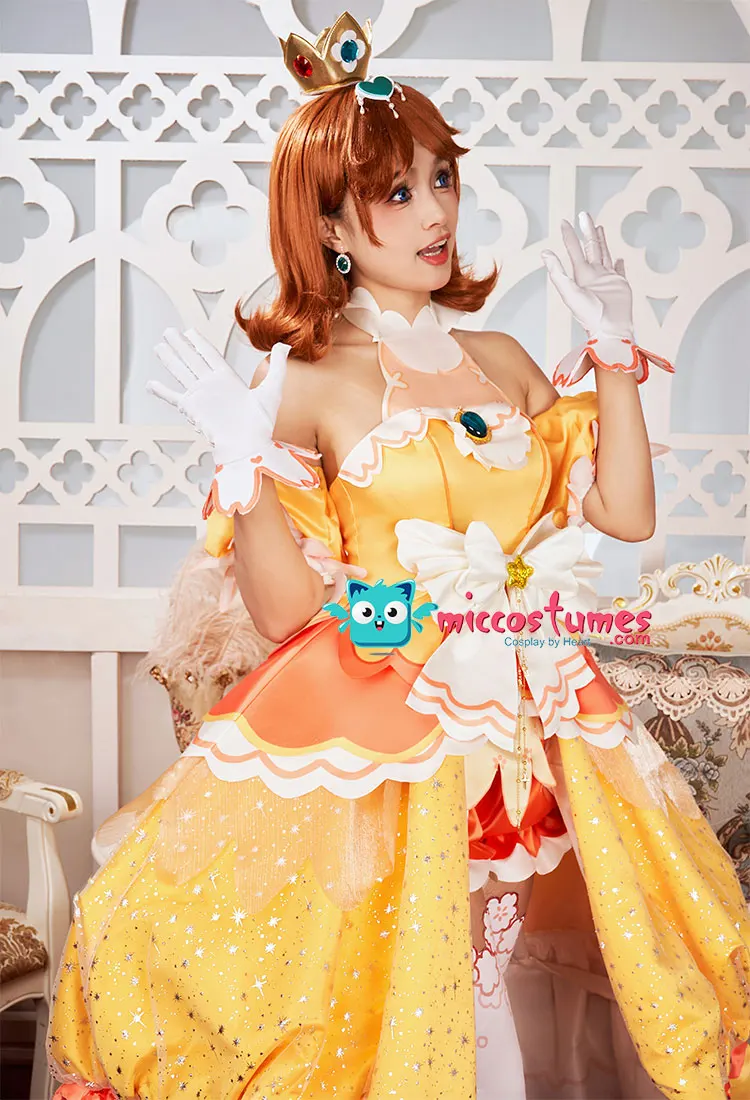 Miccostumes x akuoart Women's Princess Cosplay Costume Puff Sleeves Top and Shorts with Skirt and Gloves