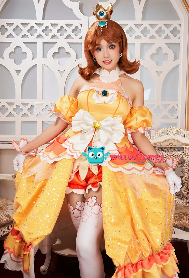 Miccostumes x akuoart Women's Princess Cosplay Costume Puff Sleeves Top and Shorts with Skirt and Gloves