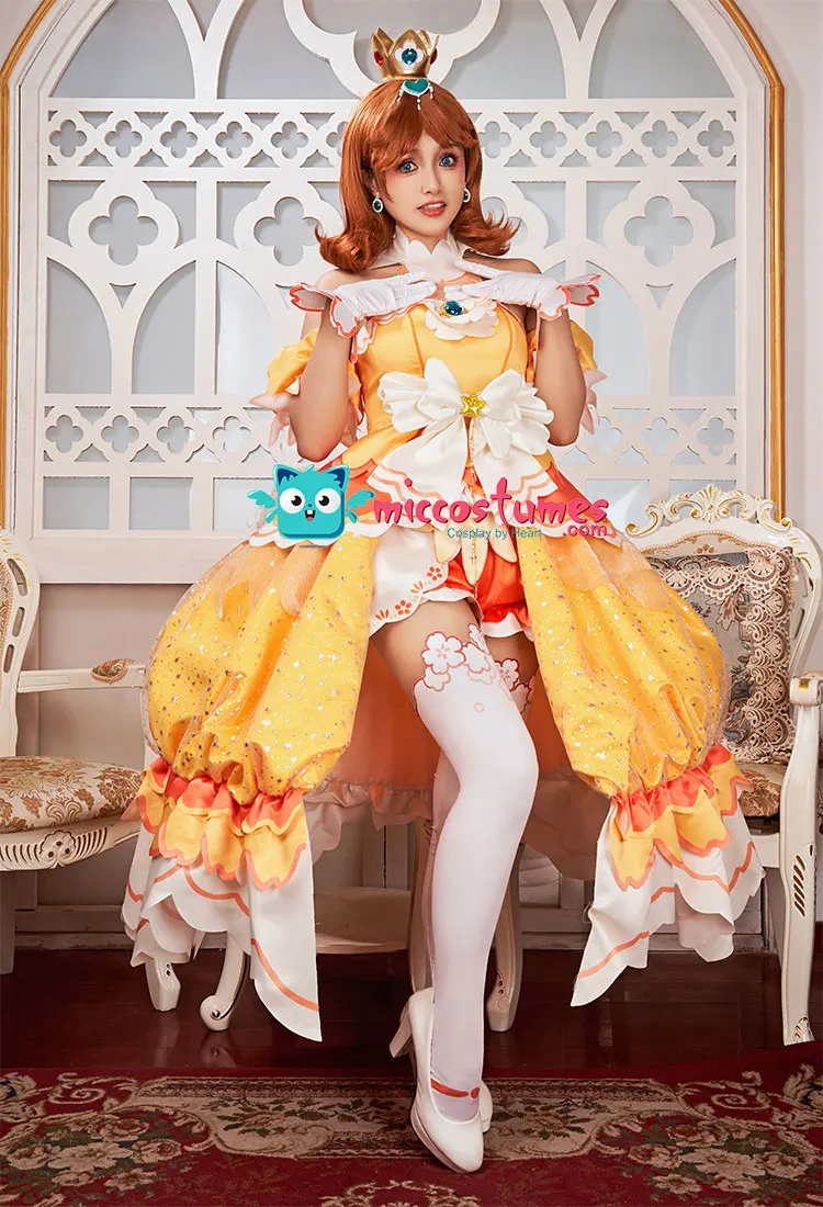 Miccostumes x akuoart Women's Princess Cosplay Costume Puff Sleeves Top and Shorts with Skirt and Gloves