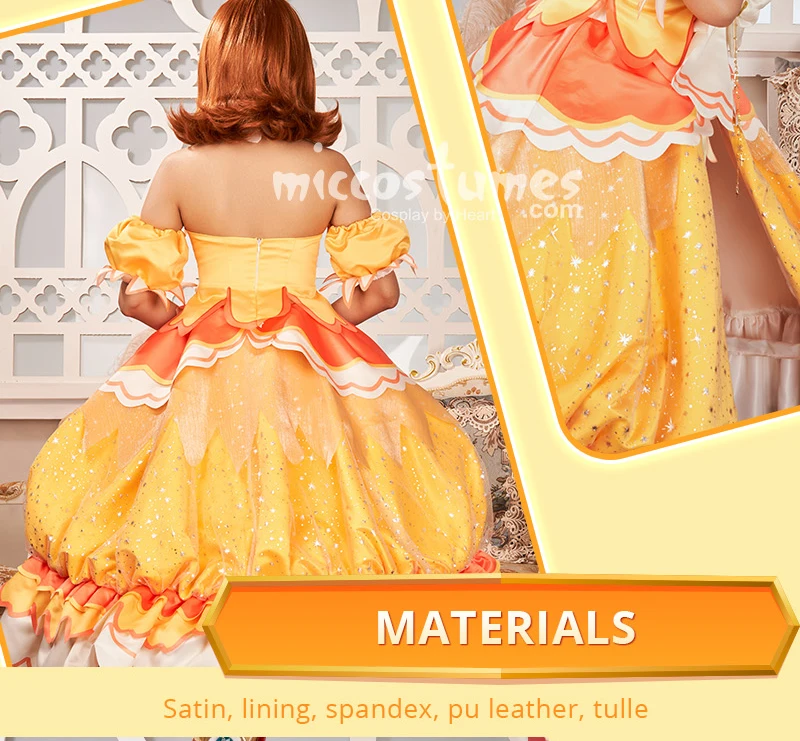 Miccostumes x akuoart Women's Princess Cosplay Costume Puff Sleeves Top and Shorts with Skirt and Gloves