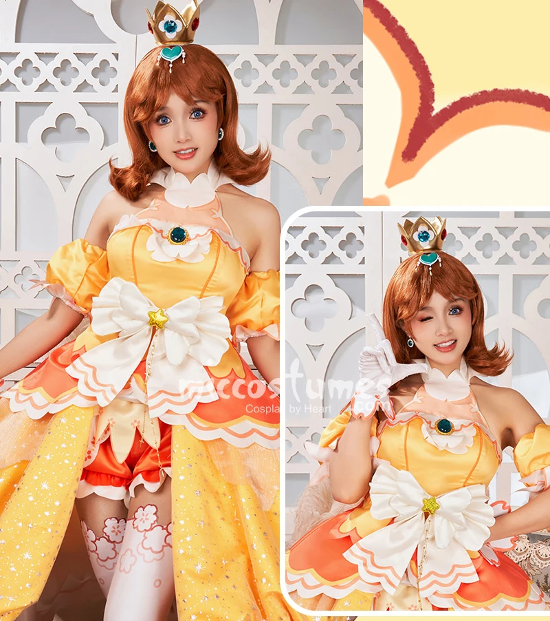 Miccostumes x akuoart Women's Princess Cosplay Costume Puff Sleeves Top and Shorts with Skirt and Gloves