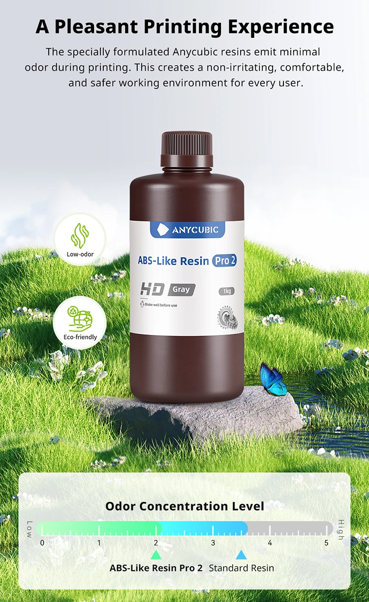 ANYCUBIC ABS Pro 2 Resin 405nm Photosensitive Polyresin High Precision with Minimal Shrinkage for LCD 3D Printer