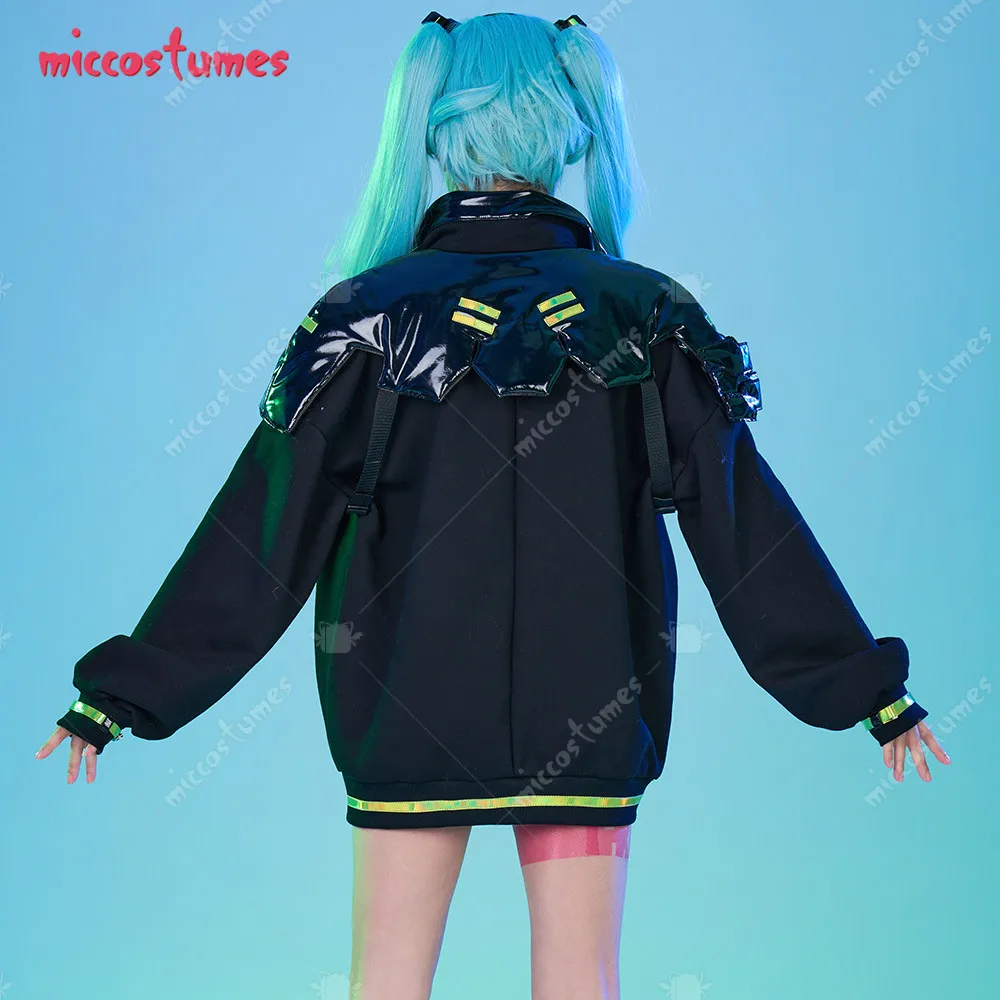 Miccostumes Women's Black Cosplay Costume Jacket Set with Tattoo Stickers