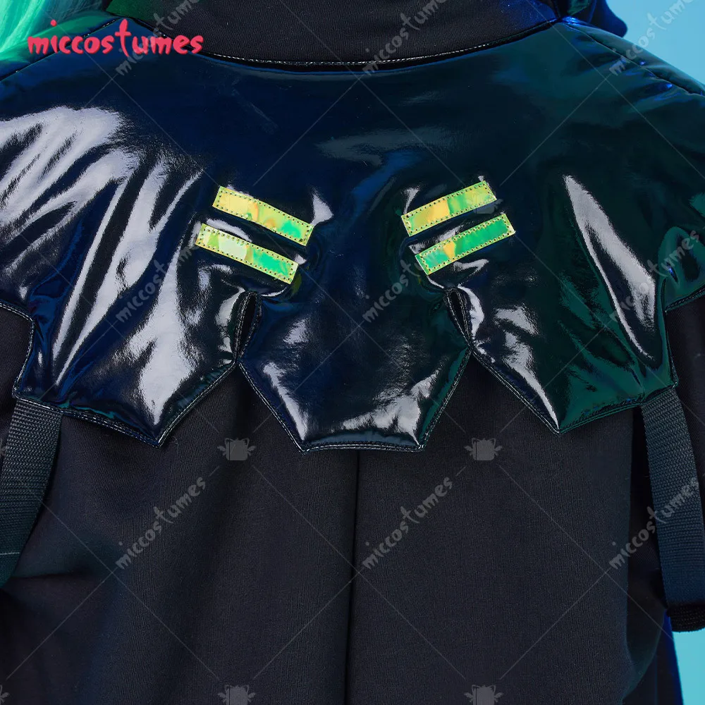 Miccostumes Women's Black Cosplay Costume Jacket Set with Tattoo Stickers