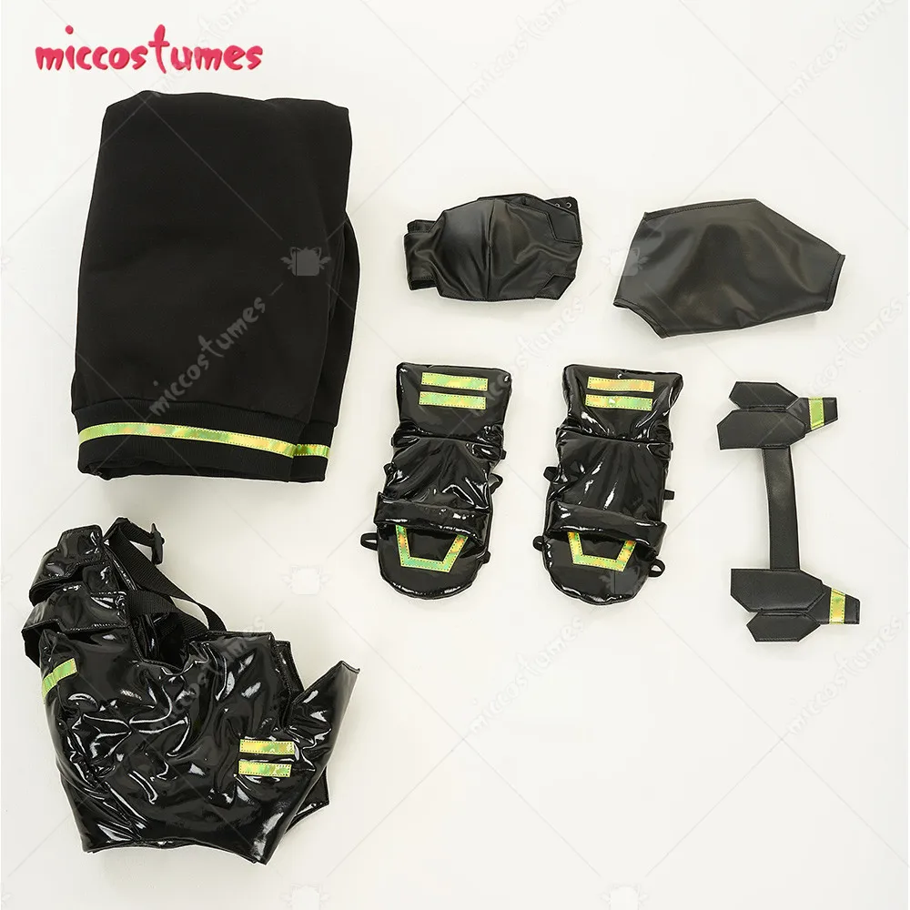 Miccostumes Women's Black Cosplay Costume Jacket Set with Tattoo Stickers