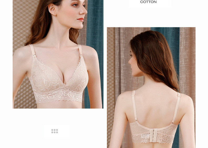 Women's Lightly Lined Wirefree Maternity Nursing Bra Lace Longline Top For Breastfeeding Lightly Padded Thin Intimates Pregency