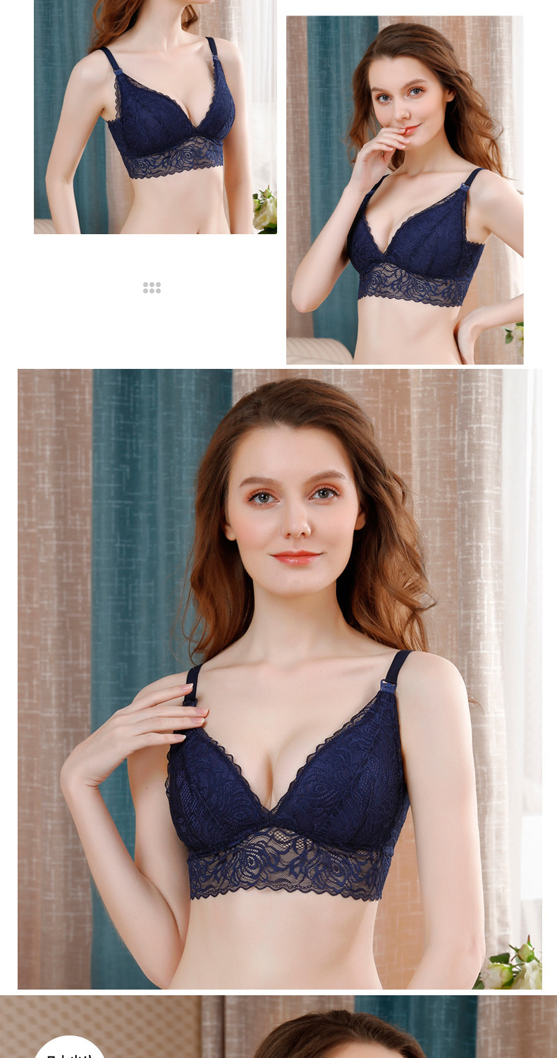 Women's Lightly Lined Wirefree Maternity Nursing Bra Lace Longline Top For Breastfeeding Lightly Padded Thin Intimates Pregency