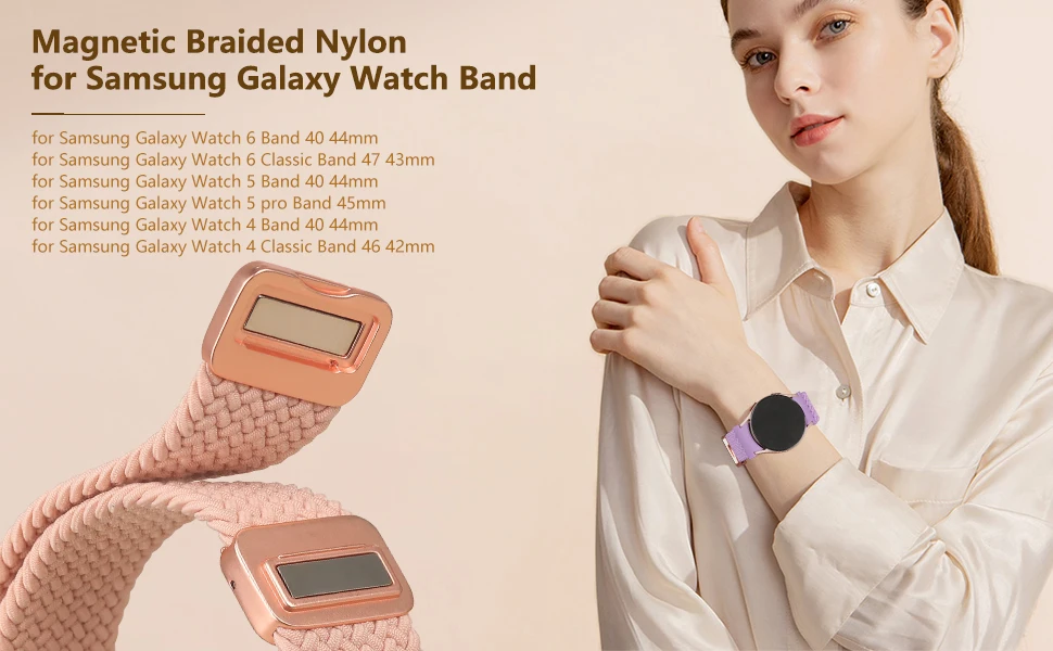 Braided Band For Samsung Galaxy Watch 6 4 classic/5 Pro 45mm 47mm 43mm 44mm 40mm No Gaps correa bracelet Galaxy watch 6 strap