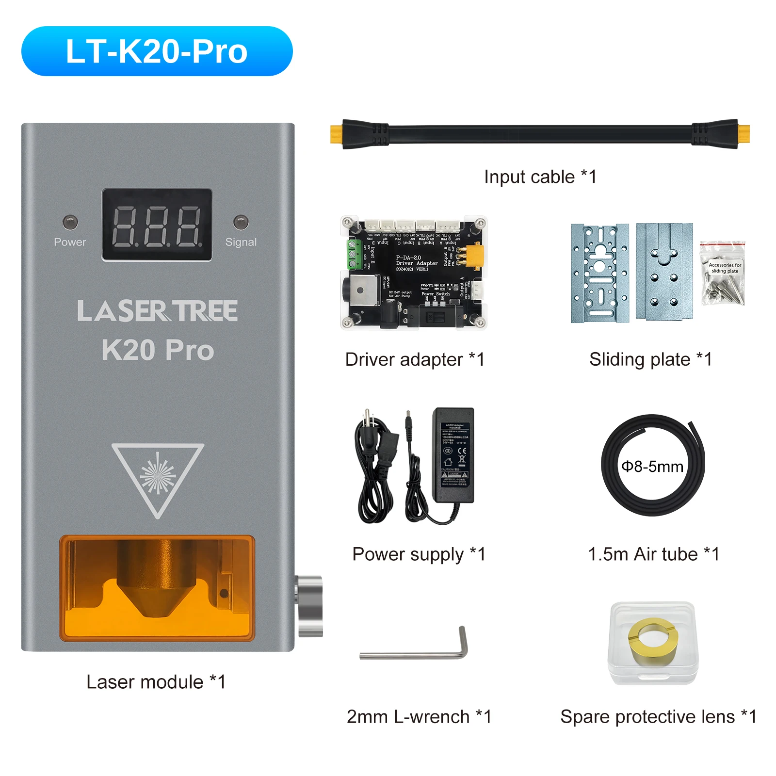 LASER TREE K20 20W Optical Power Laser Head with Air Assist Nozzle 4 Diodes Module for CNC Engraver Cutting Machine DIY Tools