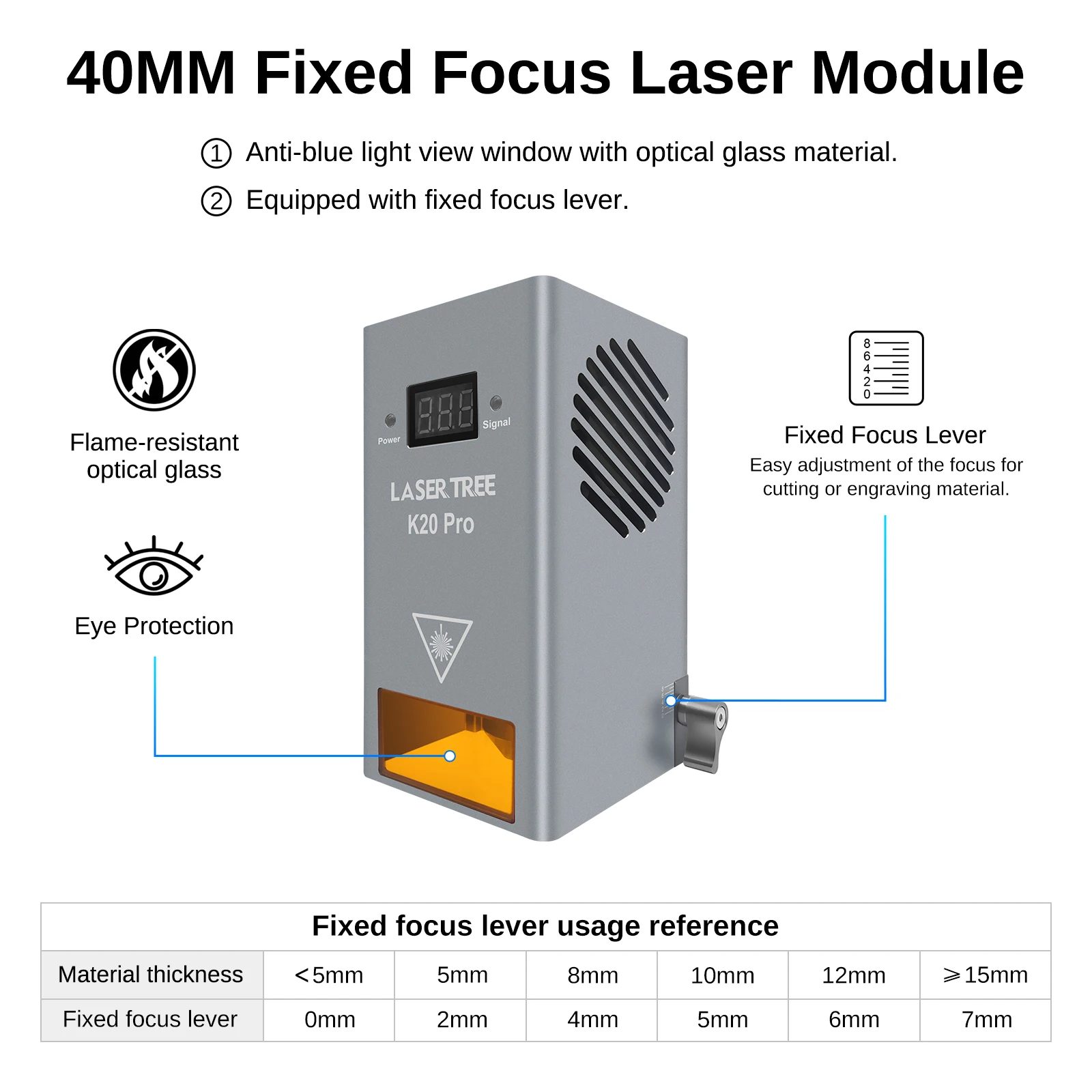 LASER TREE K20 20W Optical Power Laser Head with Air Assist Nozzle 4 Diodes Module for CNC Engraver Cutting Machine DIY Tools