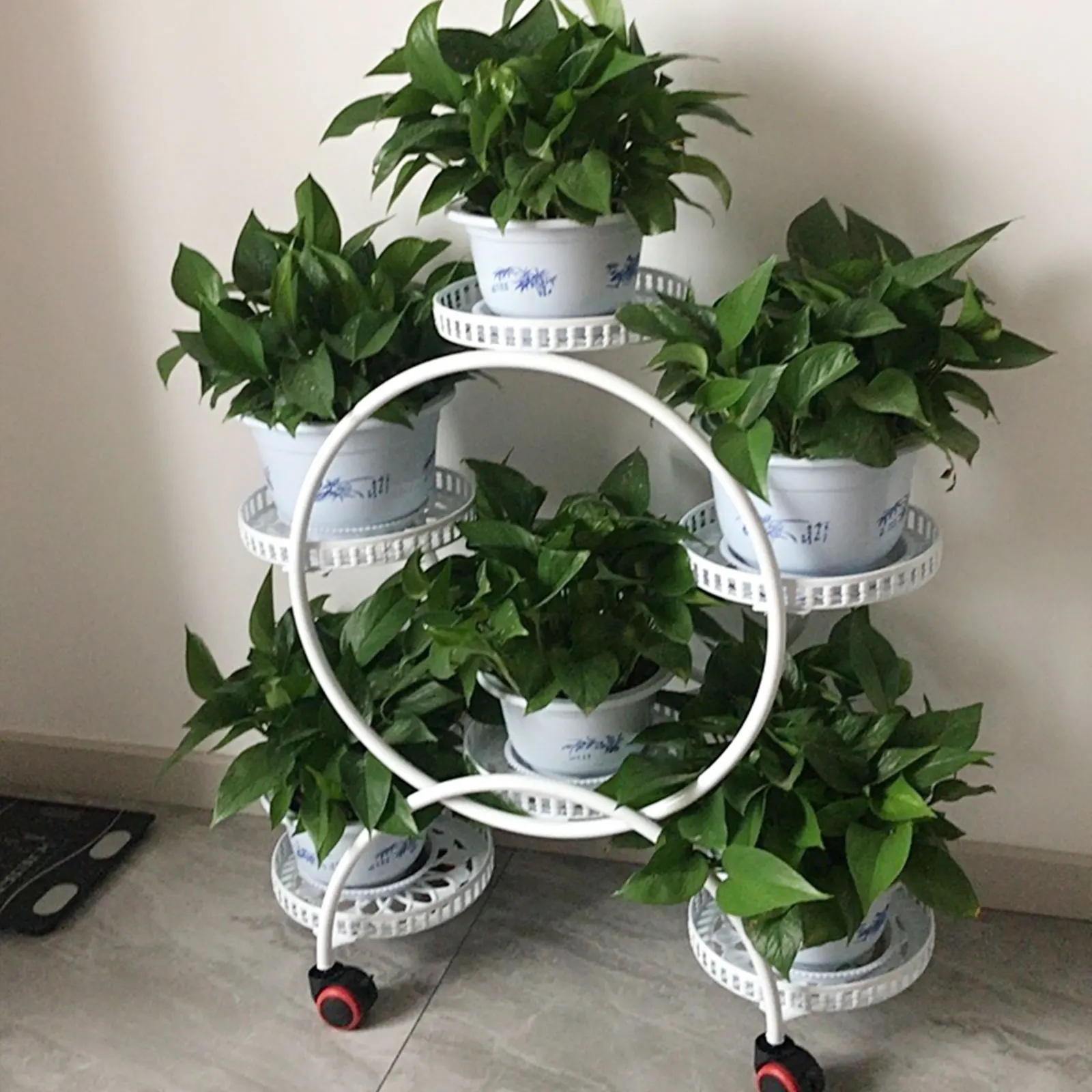 Metal Plant Stands 6 Pots Plants Flower Stand for Patio Garden Living Room Corner Balcony Bedroom Black / White