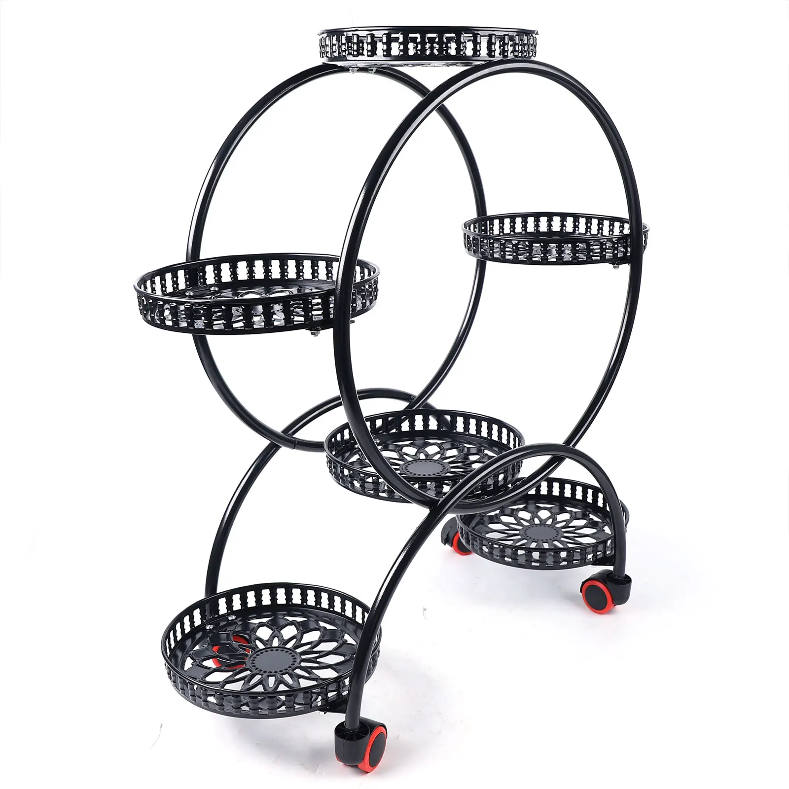 Metal Plant Stands 6 Pots Plants Flower Stand for Patio Garden Living Room Corner Balcony Bedroom Black / White