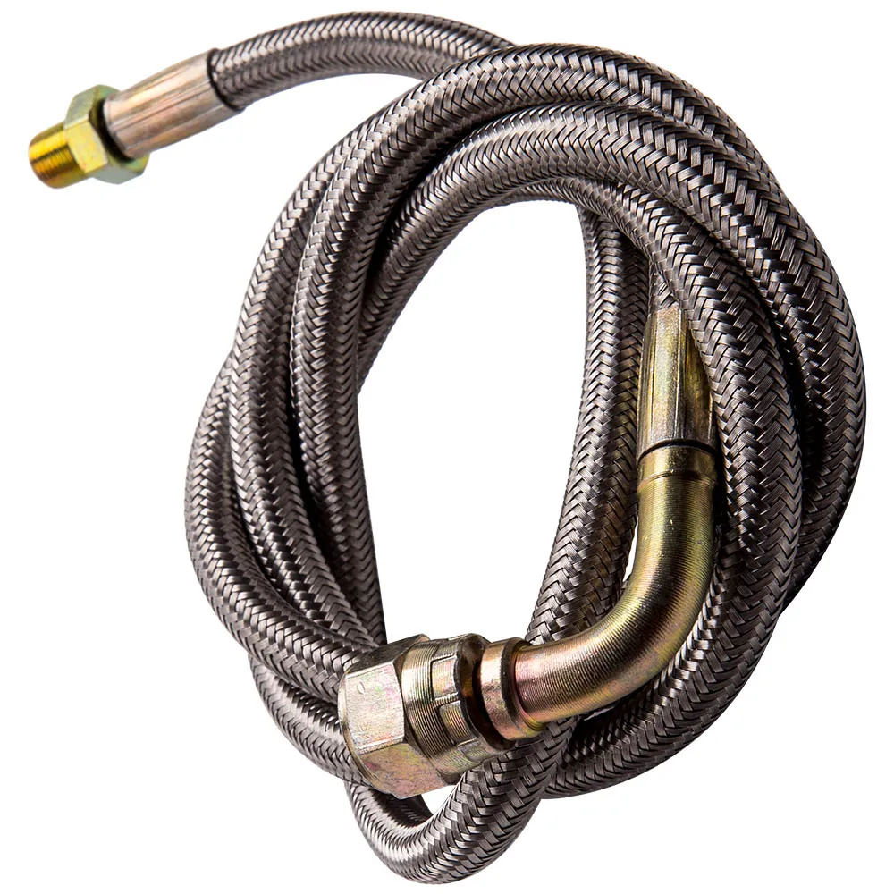 90 Degree Oil Feed Line 41" T3 T4 T3 T4 T04E T66 T67 T70 GT35 GT45 4-AN 1/8 PNT