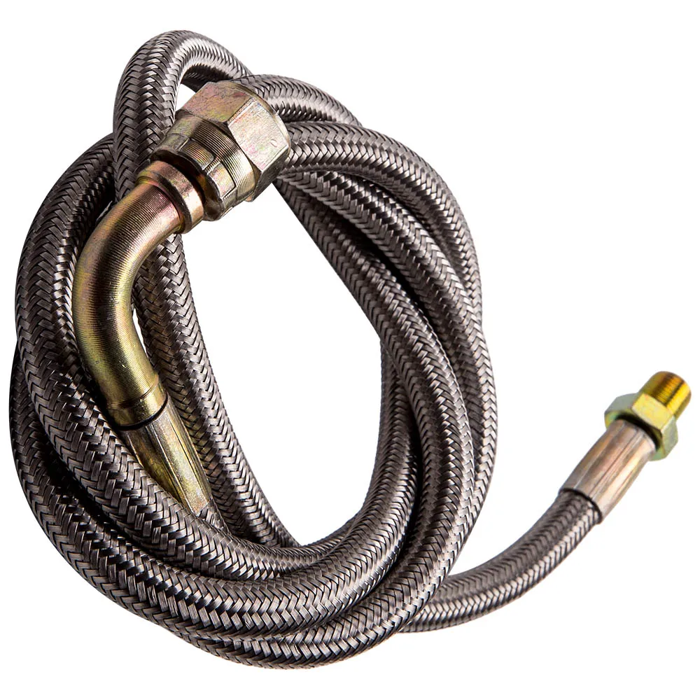 90 Degree Oil Feed Line 41" T3 T4 T3 T4 T04E T66 T67 T70 GT35 GT45 4-AN 1/8 PNT