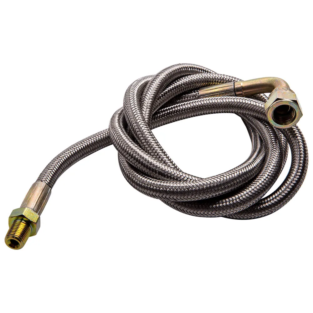 90 Degree Oil Feed Line 41" T3 T4 T3 T4 T04E T66 T67 T70 GT35 GT45 4-AN 1/8 PNT