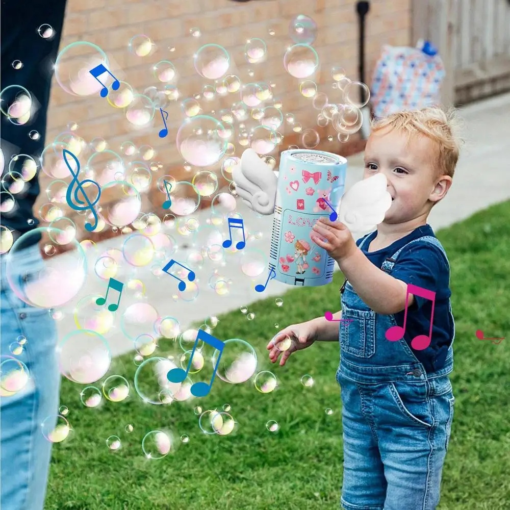 Angel Wing Design 20 Hole Automatic Bubble Machine With Non-slip Handle Parent-Child Interaction Party Outdoor Toy Children Gift