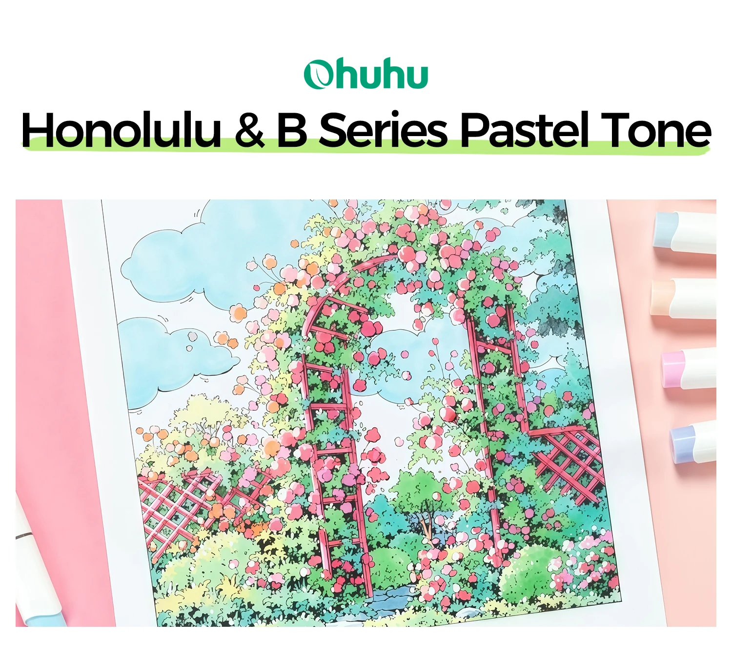 Ohuhu Honolulu 48 Pastel Colors Marker Pen Set Alcohol Art Markers Refillable Dual Tips Sketching Drawing School Art Supplies
