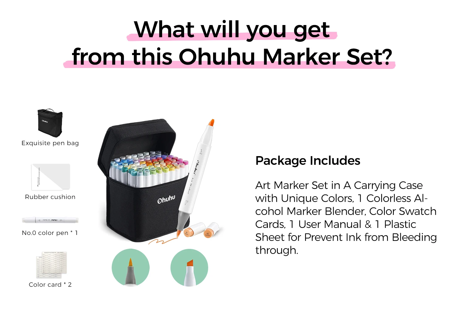 Ohuhu Honolulu 48 Pastel Colors Marker Pen Set Alcohol Art Markers Refillable Dual Tips Sketching Drawing School Art Supplies