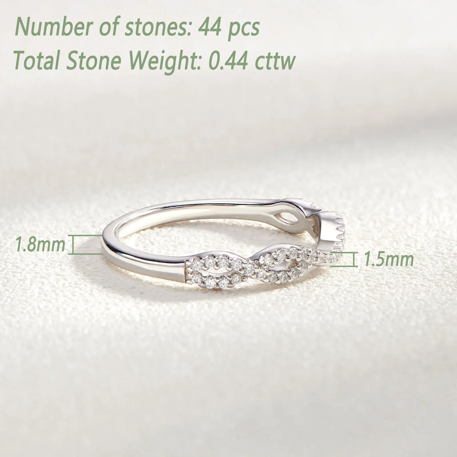 Newshe 925 Silver Half Eternity Ring Wedding Bands for Women White Yellow Gold Stacking Twisted Infinity AAAAA Cubic Zircon