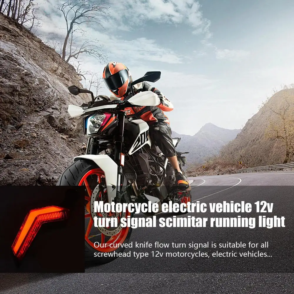 Motorcycle Indicators Scimitar-Shaped Design Daytime Motorbike Lights Motorcycle Modification Turn Signal Light Indicators For