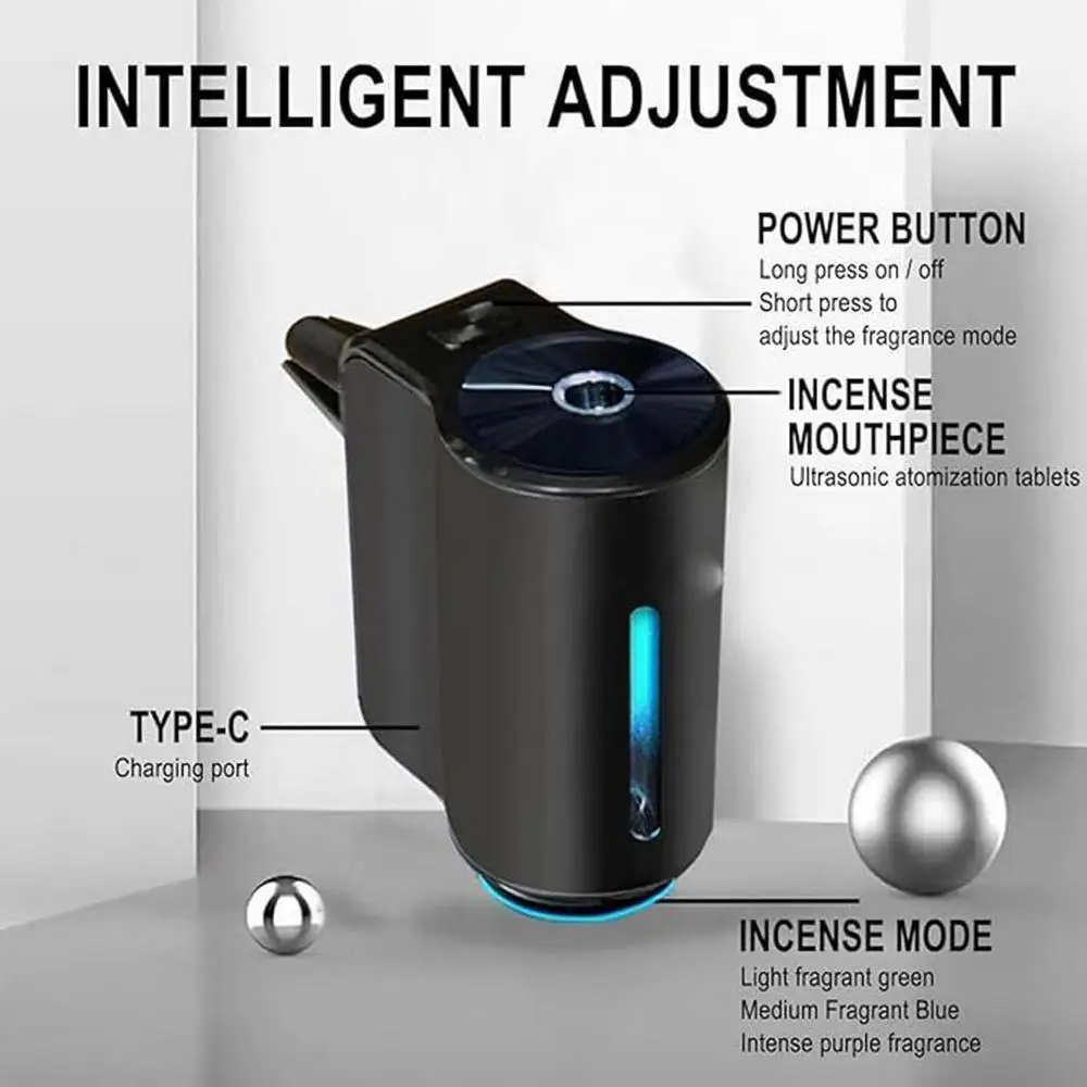 Car Air Diffuser Smart Car Aromatherapy Machine Intelligent Air Freshener Diffuser 3 Adjustable Scent Levels Aromatherapy Oils
