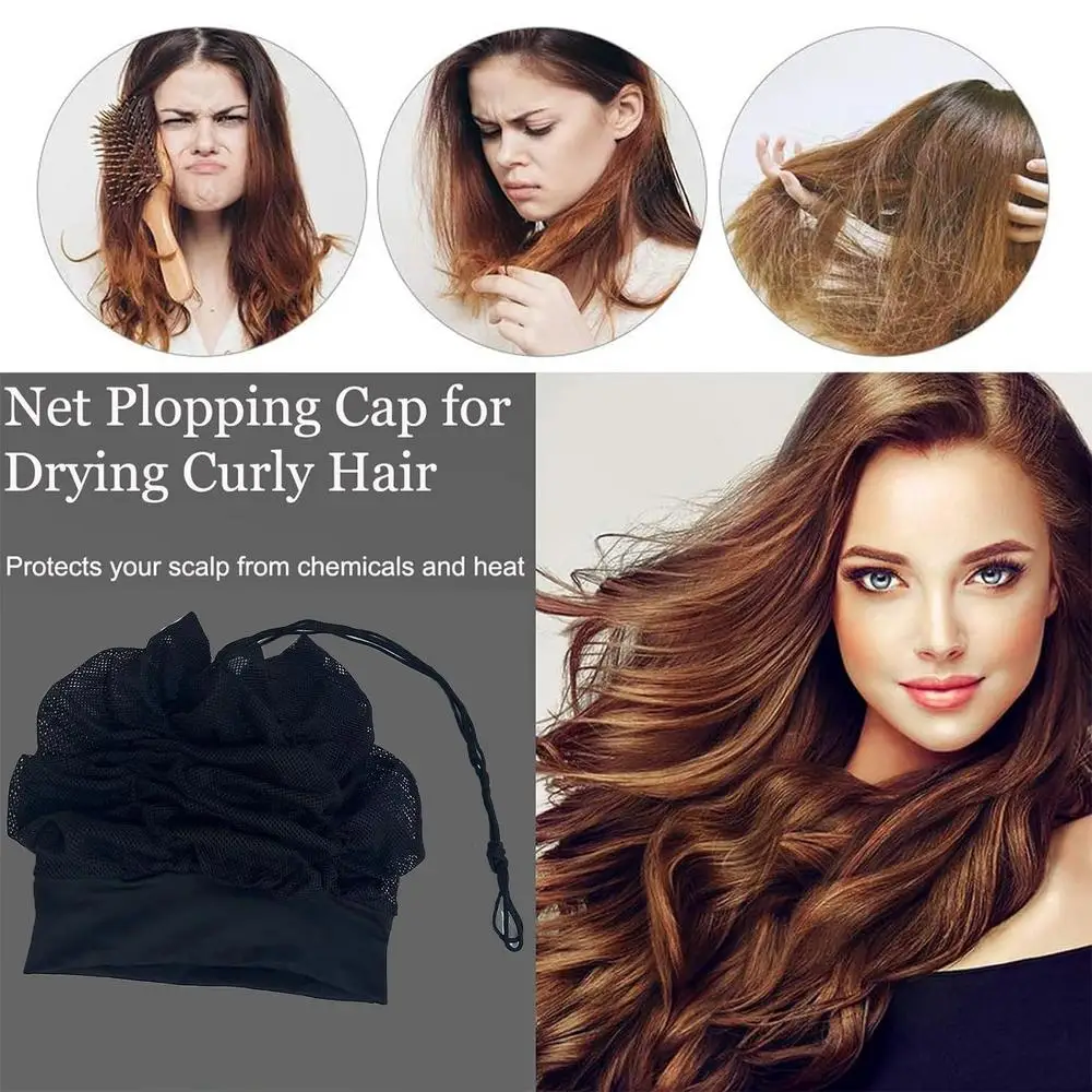 Net Plopping Caps For Drying Curly Hair Comfortable Adjustable Hair Bonnet For Curly Hair Fast Drying Curly Hair Plopping Wrap