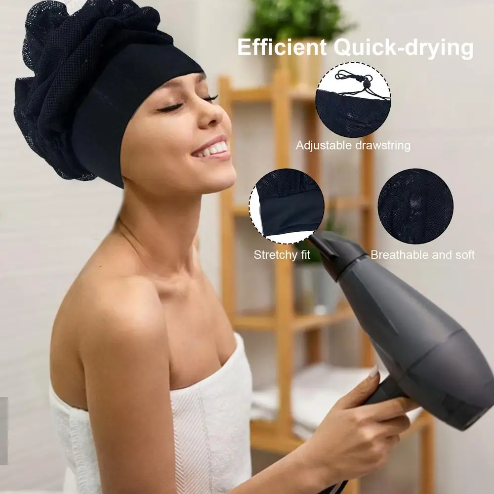 Net Plopping Caps For Drying Curly Hair Comfortable Adjustable Hair Bonnet For Curly Hair Fast Drying Curly Hair Plopping Wrap