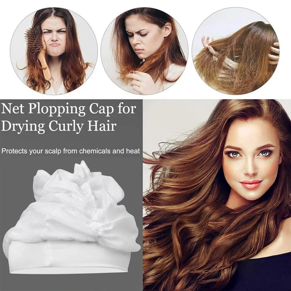 Net Plopping Caps For Drying Curly Hair Comfortable Adjustable Hair Bonnet For Curly Hair Fast Drying Curly Hair Plopping Wrap