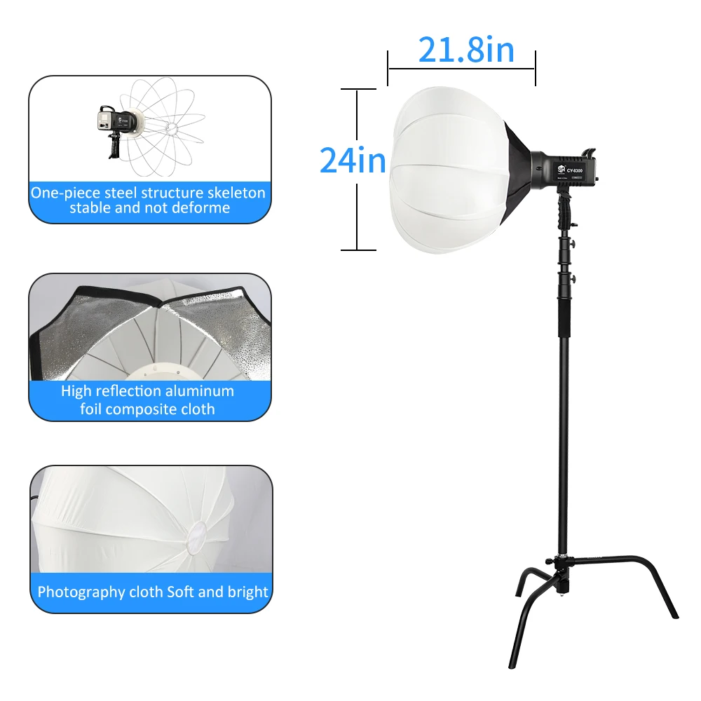 65cm Globe Lantern Softbox Bowens Elinchrom Mount Quick Ball Diffuser Ring Soft Light Modifier for Film-Making Video Shoot Flash