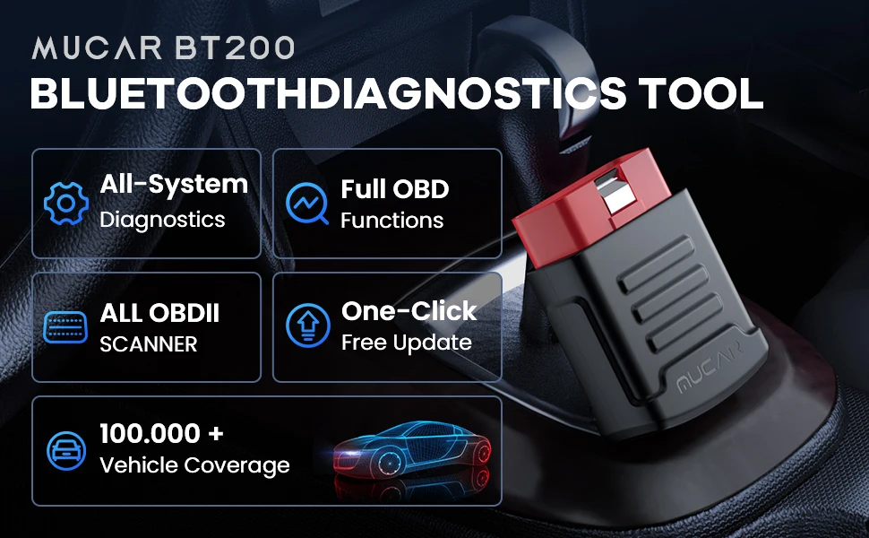 MUCAR BT200/BT200 PRO Bluetooth Car Diagnostic Tool Oil IMMO SAS 15 Reset OBD2 Scanner Auto Code Reader for Full System Diagnose