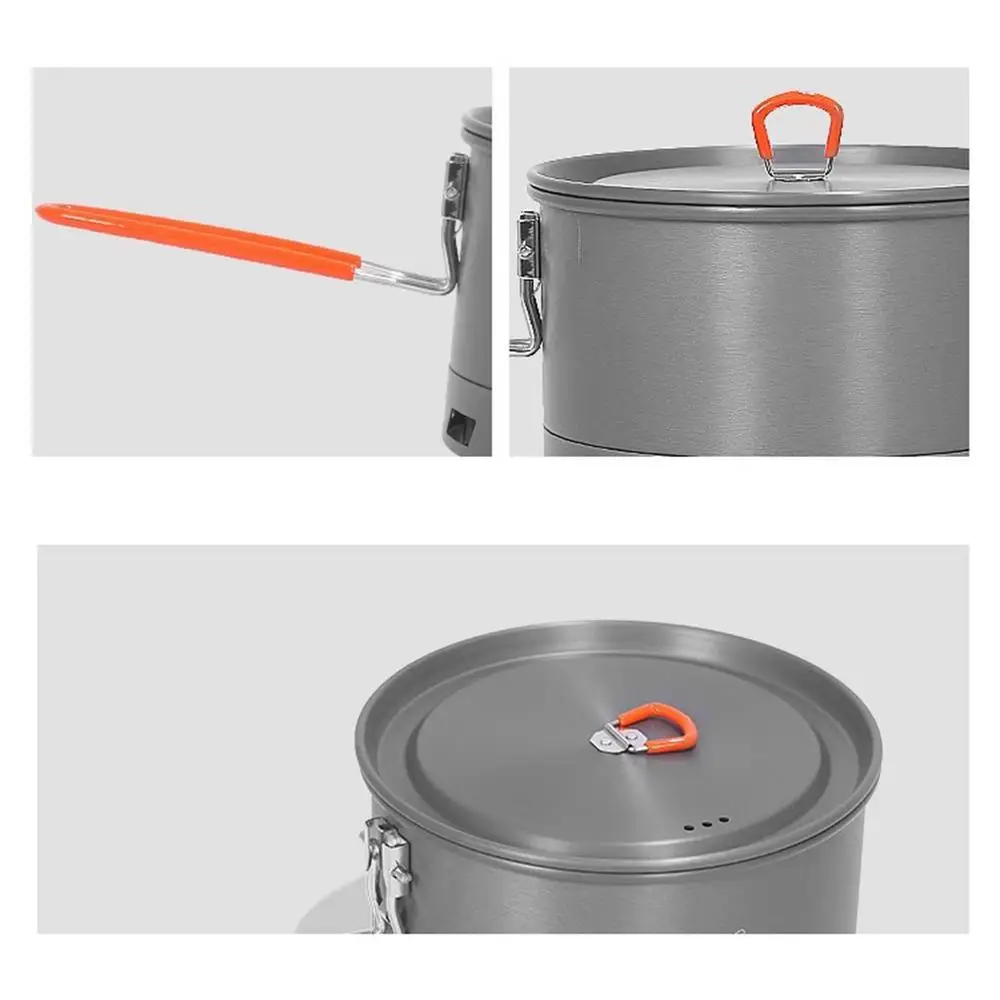 2.1L Camping Pot Outdoor Cooking Tableware Non-Stick Multipurpose Pot With Lid Outdoor Gas Burner Stove Tourist Pot Cookware