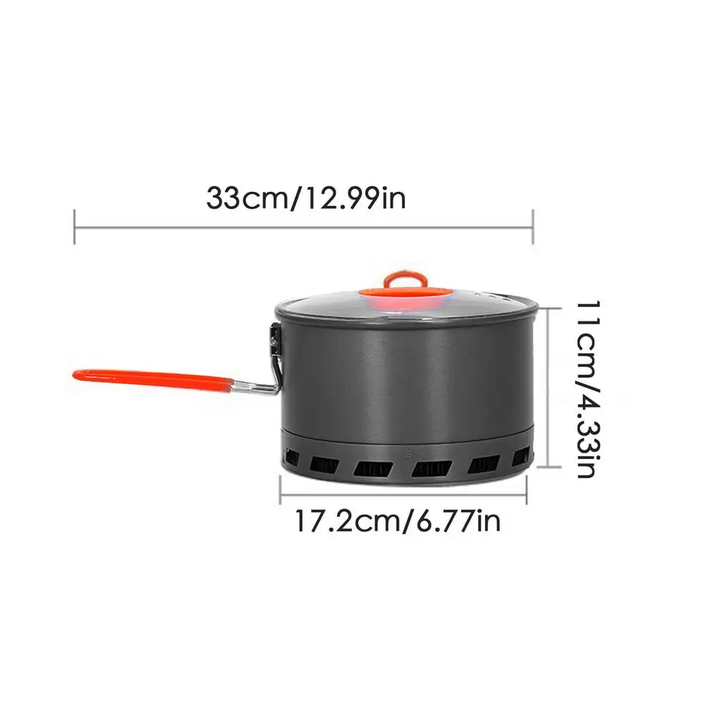 2.1L Camping Pot Outdoor Cooking Tableware Non-Stick Multipurpose Pot With Lid Outdoor Gas Burner Stove Tourist Pot Cookware