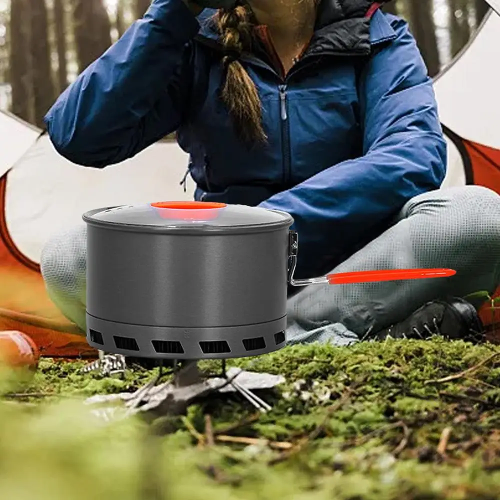 2.1L Camping Pot Outdoor Cooking Tableware Non-Stick Multipurpose Pot With Lid Outdoor Gas Burner Stove Tourist Pot Cookware