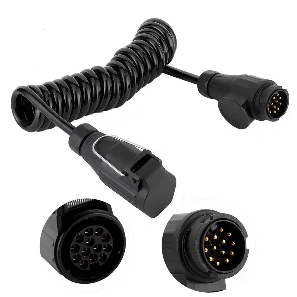 Trailer Cable Extension Waterproof Coiled Wire Plug For 13-Pin Trailers Trailer Hardware Connection Wire Plug For Towing Bicycle