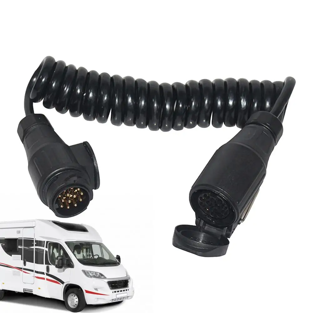 Trailer Cable Extension Waterproof Coiled Wire Plug For 13-Pin Trailers Trailer Hardware Connection Wire Plug For Towing Bicycle