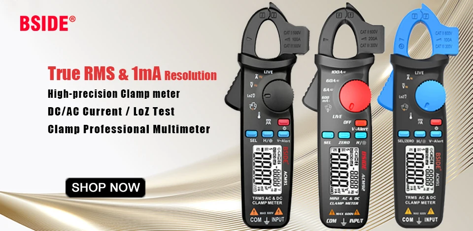 BSIDE Professional Digital Multimeter Smart 9999 EMF Multitester DC AC Voltage Capacitor Ohm Diode Live Electric Tester USB Char