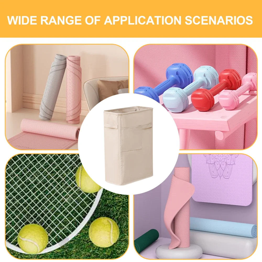 Yoga Mat Organizer Basket Corner Oxford Cloth Yoga Mat Rack Multipurpose Basket Holder with Side Pocket Washable Storage Rack