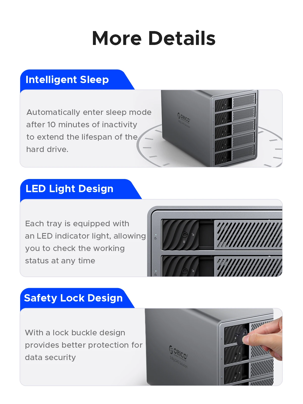 ORICO 3.5"USB3.0 5Gbps HDD Docking Station Aluminum With 150W Power Cooling Fan for Personal 5Bay DAS Solution (Standard) Series