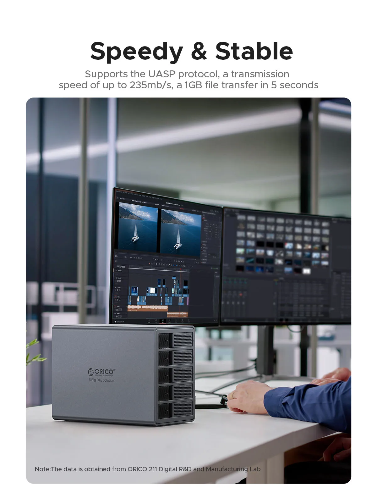 ORICO 3.5"USB3.0 5Gbps HDD Docking Station Aluminum With 150W Power Cooling Fan for Personal 5Bay DAS Solution (Standard) Series