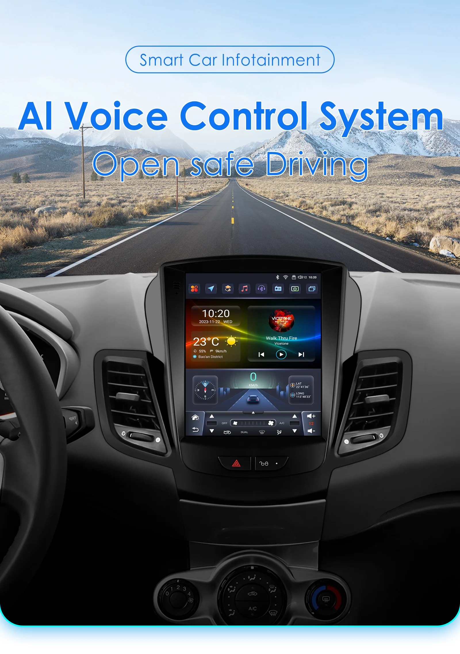 Android 13 for Ford Fiesta MK7 2009 - 2016 Car Radio Player Stereo Multimedia Automotiva Wireless Carplay 9.7 '' Vertical Screen