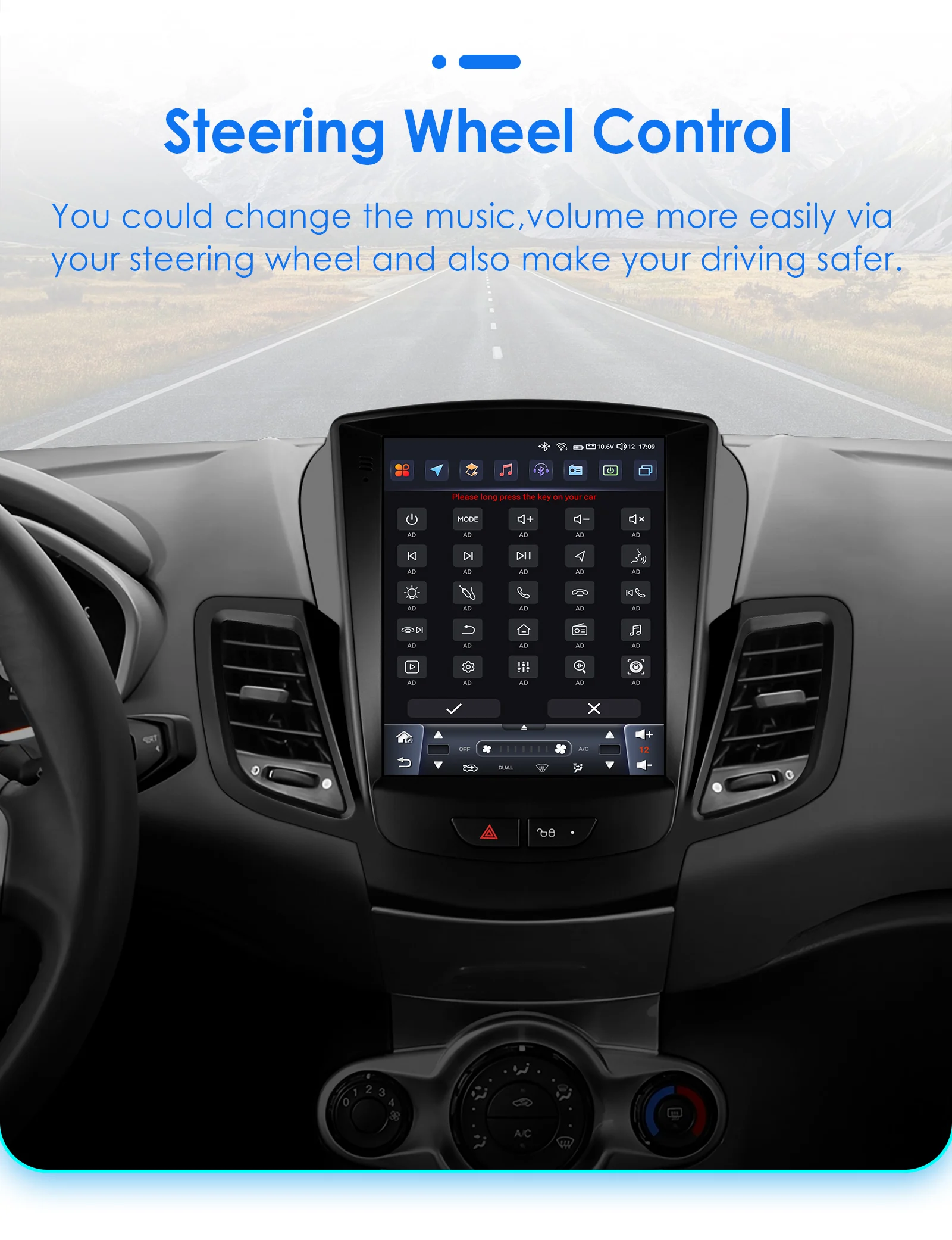 Android 13 for Ford Fiesta MK7 2009 - 2016 Car Radio Player Stereo Multimedia Automotiva Wireless Carplay 9.7 '' Vertical Screen