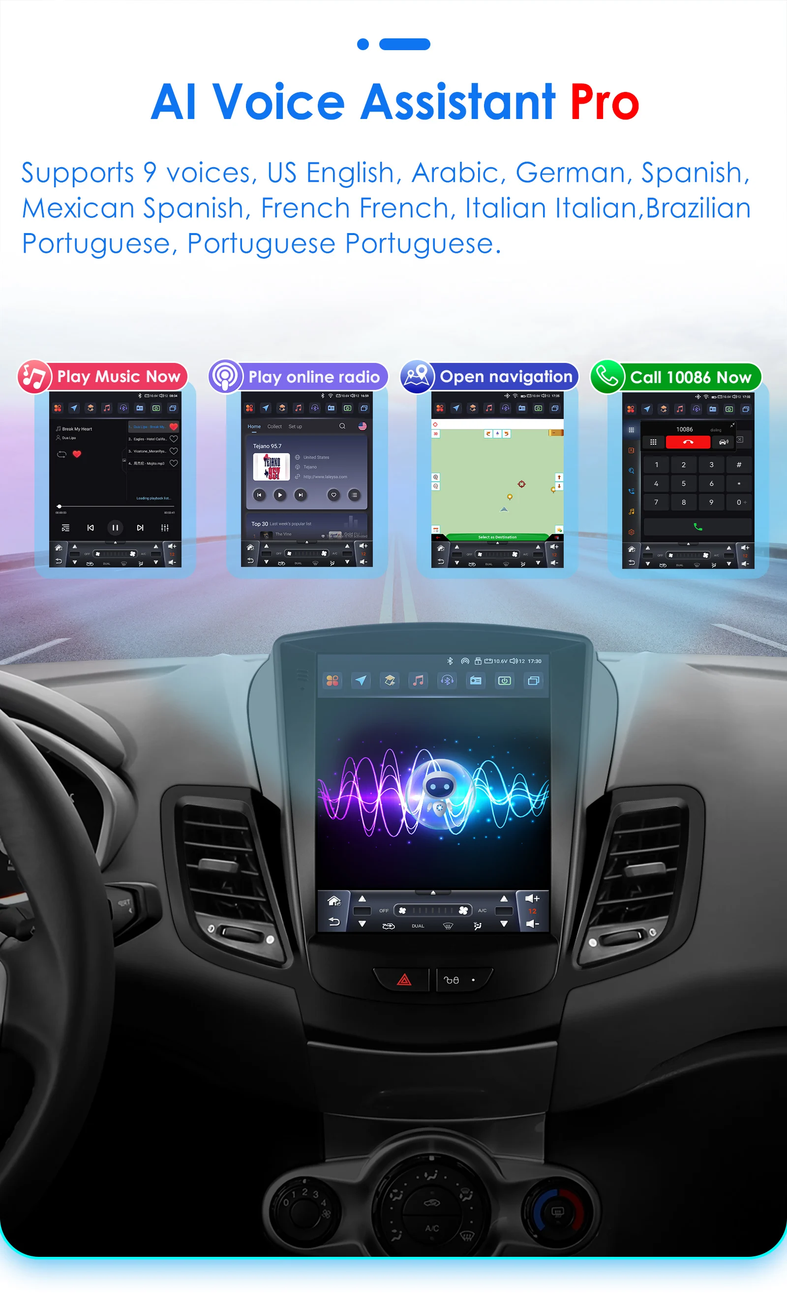 Android 13 for Ford Fiesta MK7 2009 - 2016 Car Radio Player Stereo Multimedia Automotiva Wireless Carplay 9.7 '' Vertical Screen