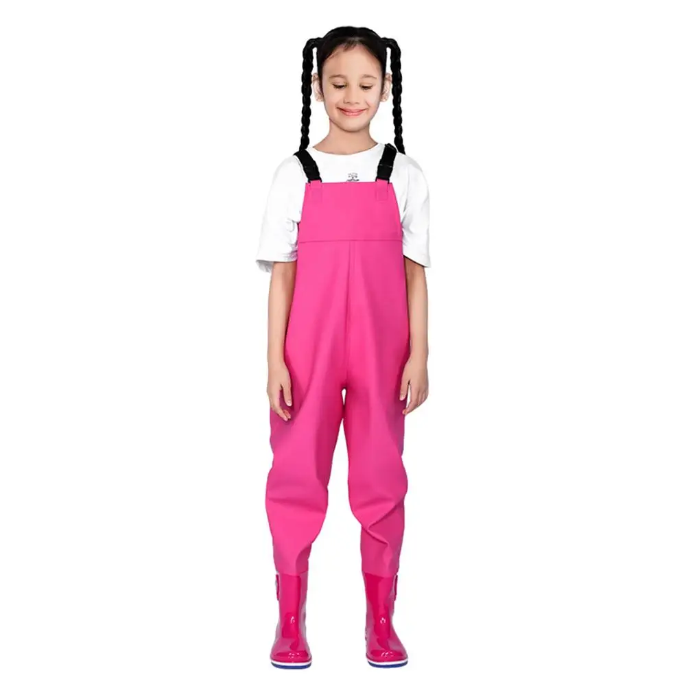 Kids Chest Waders One-Piece Youth Fishing Waders Waterproof With Boots Hunting Waders Raincoats Watersuits Rain Trousers For