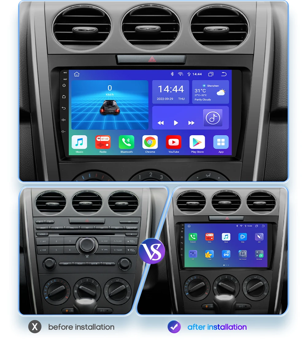 Hizpo 2 DIN Radio For Mazda Cx-7 CX7 2008-2015 Car Android Multimedia Player Autoradio Carplay GPS Stereo Head Unit 7862 8+128G