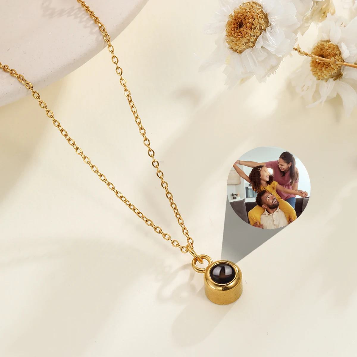 Custom Projection Necklaces For Women Men Personalized Round Pendant Necklace With Picture Inside Valentines Day Gift Jewelry