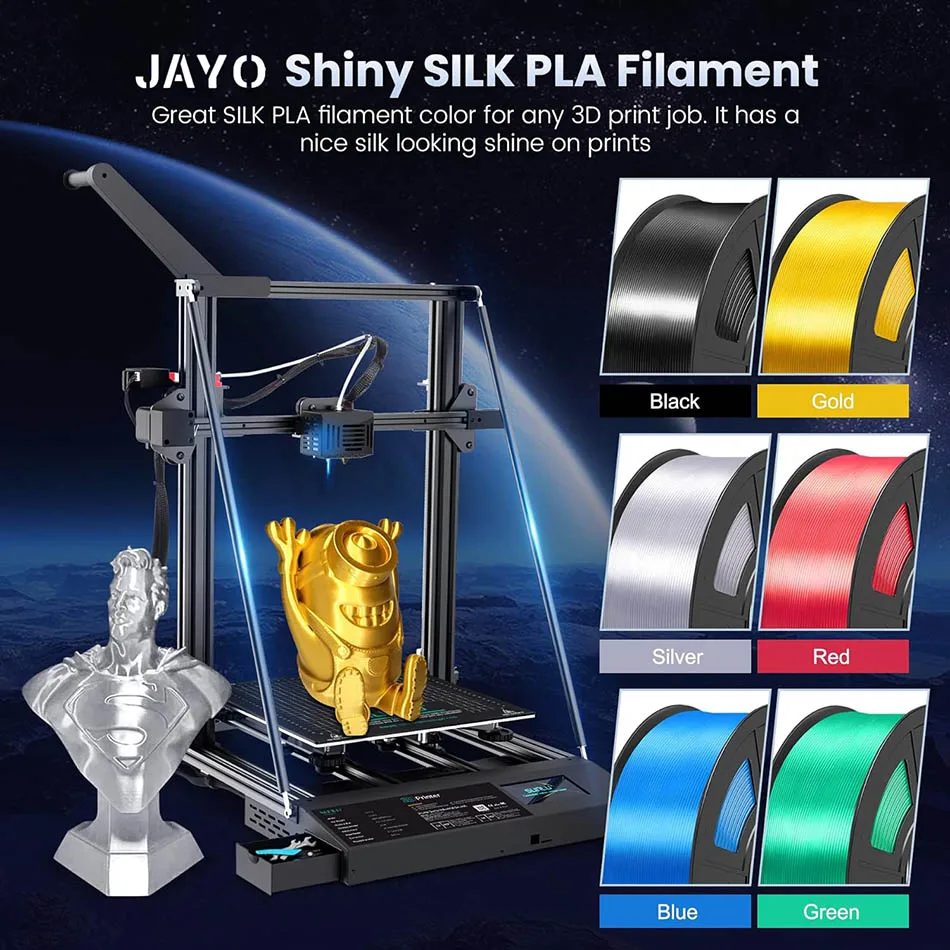 JAYO PLA / PLA Plus/ SILK PLA / PLAMeta/TPU SILK/ABS / PETG 3D Filament 1.75mm 0.65/1.1KG 3D Printer Filament PLA Rainbow 5Roll
