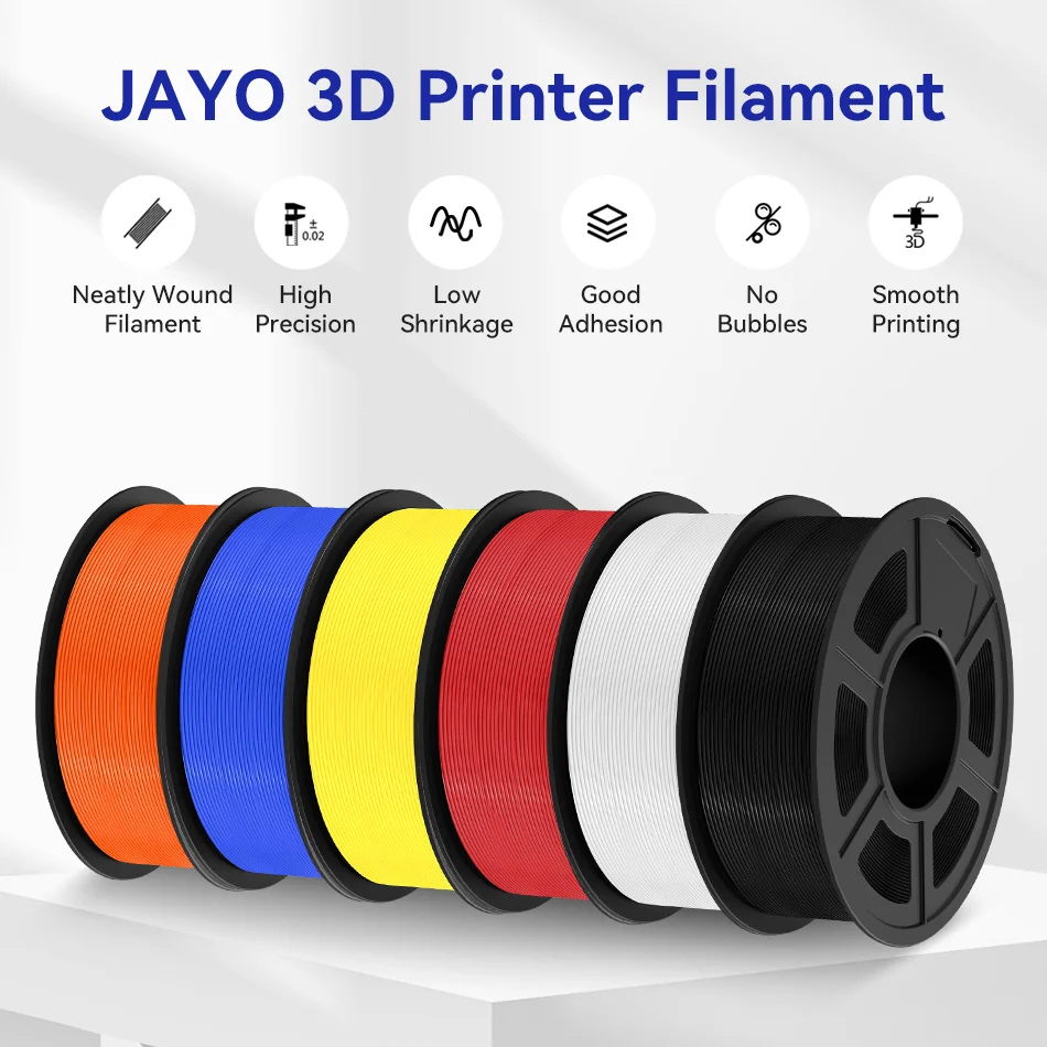 JAYO PLA / PLA Plus/ SILK PLA / PLAMeta/TPU SILK/ABS / PETG 3D Filament 1.75mm 0.65/1.1KG 3D Printer Filament PLA Rainbow 5Roll